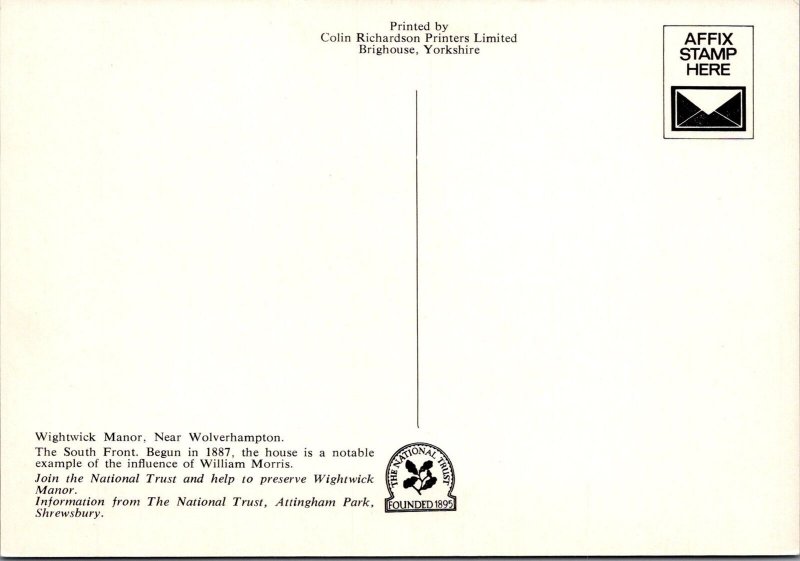 Staffordshire Postcard - Wightwick Manor, Nr Wolverhampton  RR17417 