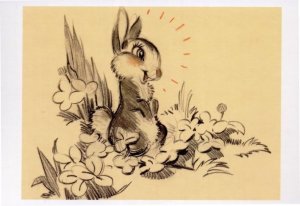 Thumper in Flower Bambi Movie Storyboard Painting Sketch Postcard