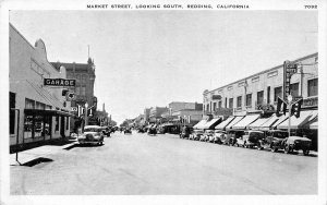 Redding California Market St., Looking S., B/W Photo Print Vintage PC U6954