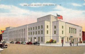PEORIA, IL Illinois COURT HOUSE & POST OFFICE Courthouse c1940's Linen Postcard