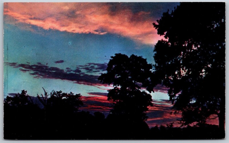 Vtg Greetings from Flint Michigan MI Cloudy Sunset 1950s View Old Postcard