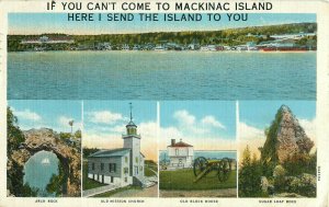 Postcard If You Can't Come To Mackinac Island Here I Send The Island To You, MI