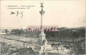 Postcard Old Bordeaux Place des Quinconces and the Monument of the Girondins