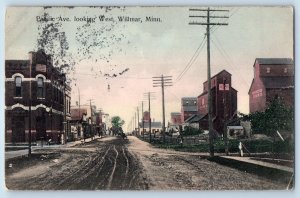 1908 Pacific Avenue Looking West Dirt Road Building Willmar Minnesota Postcard