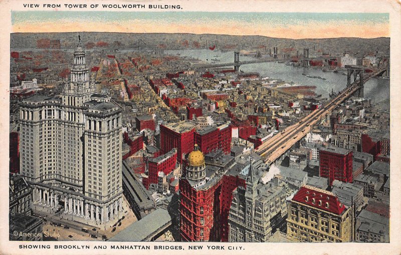 View from Tower of Woolworth Bldg., Manhattan, N.Y.C., Early Postcard, Unused