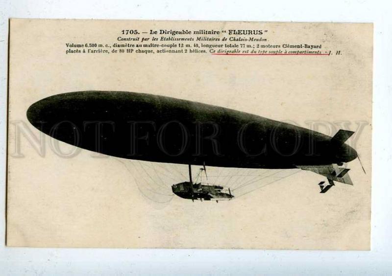 205548 FRANCE AVIATION airship dirigible FLEURUS Hauser #1705