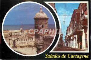 Modern Postcard Saludos Colombia Cartagena Fuerte de la Calle Colonial Tenaza