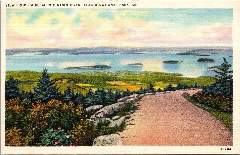 Cadillac Mountain Road Acadia National Park Maine Scenic Postcard 