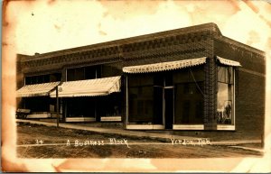 RPPC Business Block Ocamb & Stach Dry Goods Verdon Nebraska NE 1913 DB Postcard
