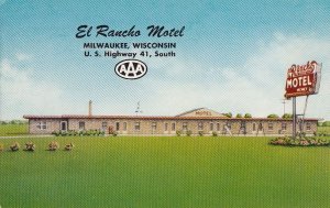 Postcard El Rancho Motel Milwaukee WI