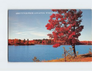 Postcard Autumn Paints The Lakeside, Greetings From Appleton, Wisconsin