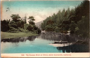 Hand Colored Postcard The Russian River at Hilton, above Guerneville, California