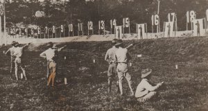 Camp Douglas WISCONSIN RPPC c1918 US ARMY Revolver PISTOL RANGE PRACTICE WI KB