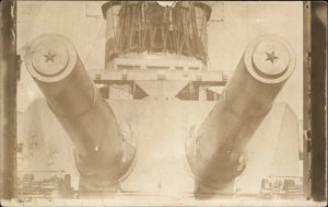 Head on View of Massive Guns on US Navy Bttleship WWI Real Photo Postcard