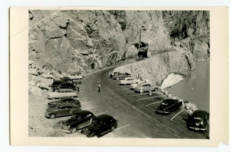 Postcard Mountain Tunnel Old Cars Parking Lot RPPC Standard View Card 