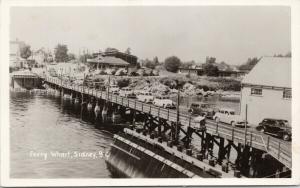 Ferry Wharf Sidney BC Old Cars Gowen Sutton Real Photo Postcard D87