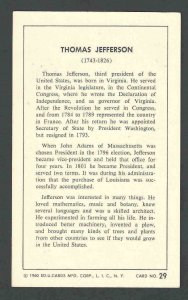 1960 Thomas Jefferson W/Data On Back Mint See Info