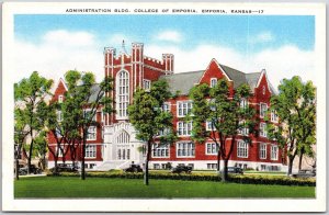 Administration Building College Of Emporia Kansas KS Private College Postcard