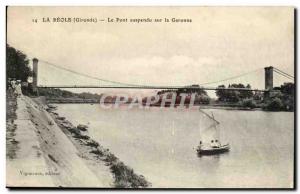 Reole Old Postcard The suspension bridge over the Garonne