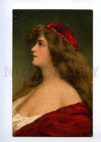 184629 Lady in RED by Angelo ASTI vintage Color LITHO Granberg