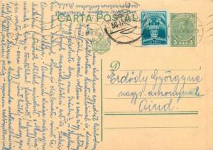 Carol II green 3.50 Lei uprated postal stationery 1936 Cluj to Aiud Alba Romania