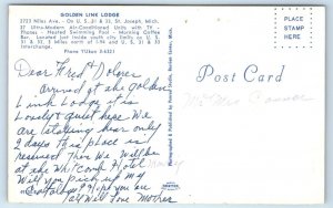 ST. JOSEPH, MI Michigan ~ GOLDEN LINK LODGE Pool c1950s Roadside Postcard