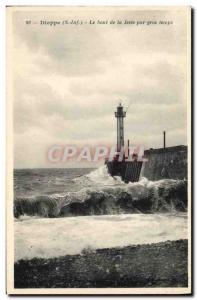 Old Postcard Lighthouse Dieppe The end of the pier in stormy weather