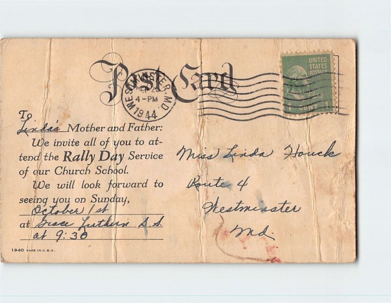 Postcard Rally Day Invitation Card with Bible Verse and Children Comic ...