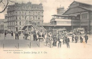 ENTRANCE TO BROOKLYN BRIDGE NEW YORK CITY TROLLEY ROTOGRAPH.POSTCARD (c. 1905)