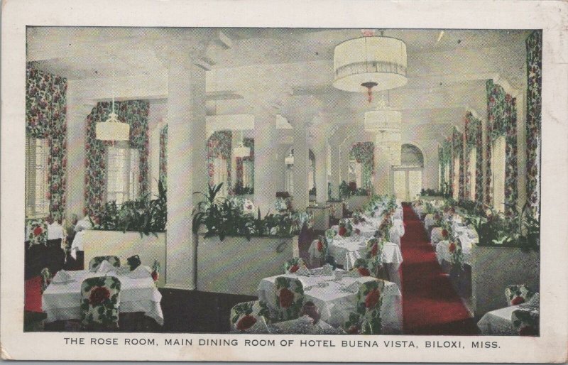 Postcard The Rose Room Dining Room Hotel Buena Vista Biloxi MS