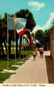 Florida St Petersburg Corridor Of State Flags At Fort DeSoto