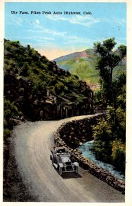 Colorado - Driving on Ute Pass, Pikes Peak Auto Highway - c1930