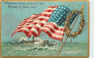 Tuck Decoration Day 107 Postcard Land Or Sea American flag Patriotic