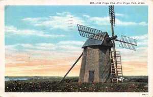Old Cape Cod Windmill Mill Massachusetts 1940 linen postcard