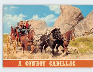 Postcard Stagecoach A Cowboy's Cadillac