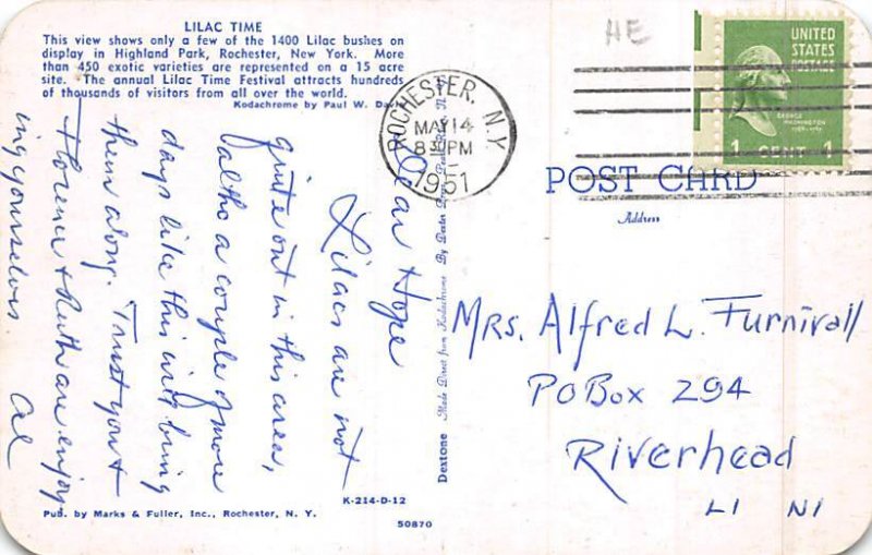 Lilac Time Rochester, New York NY