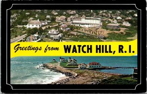 Greetings Watch Hill Rhode Island Ri Lighthouse Coast Guard Station Postcard 