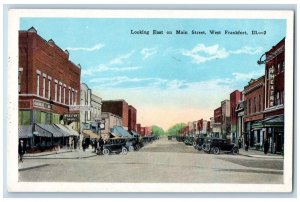 Frankfort Illinois Postcard Looking East Main Street Road c1920 Vintage Antique