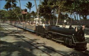 Miniature RR Train Biscayne Bay A&G RR Crandon Park Miami FL Postcard