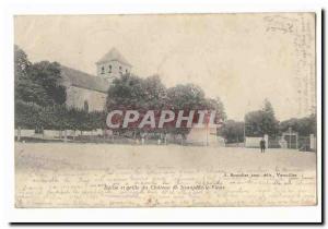 Old Postcard Church and gate of the castle of Neauphle le Vieux