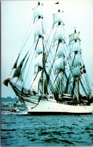 Vtg Danmark Full Rigger Saling Ship in Narragansett Bay Rhode Island RI Postcard