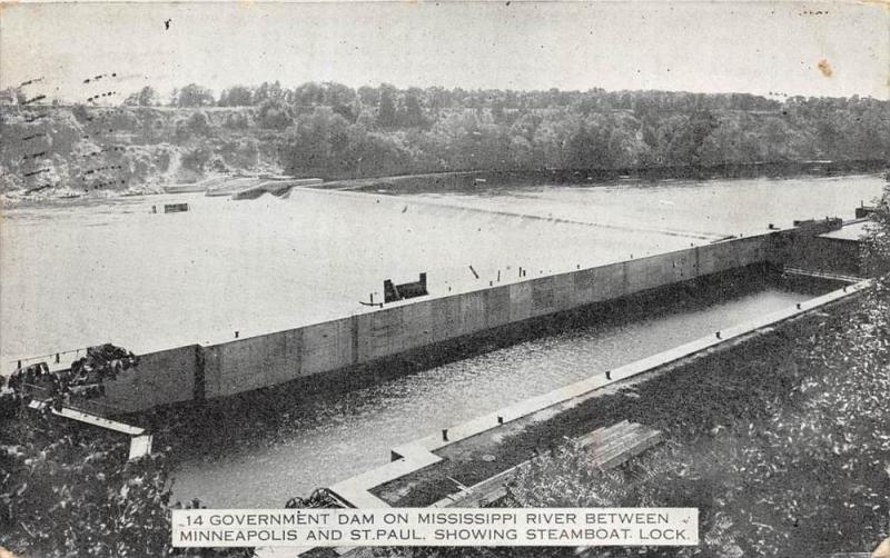 Minnesota St.Paul   Goverment Dam on Mississippi River  Steamboat Lock