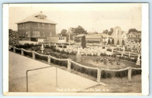 c1930s Dickeyville, WI Park at Grotto RPPC Real Photo Postcard Jesus Church A8