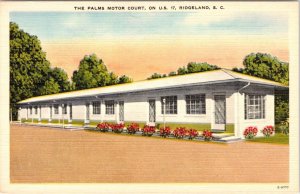 Ridgeland, SC South Carolina  PALMS MOTOR COURT Roadside Motel ca1940's Postcard