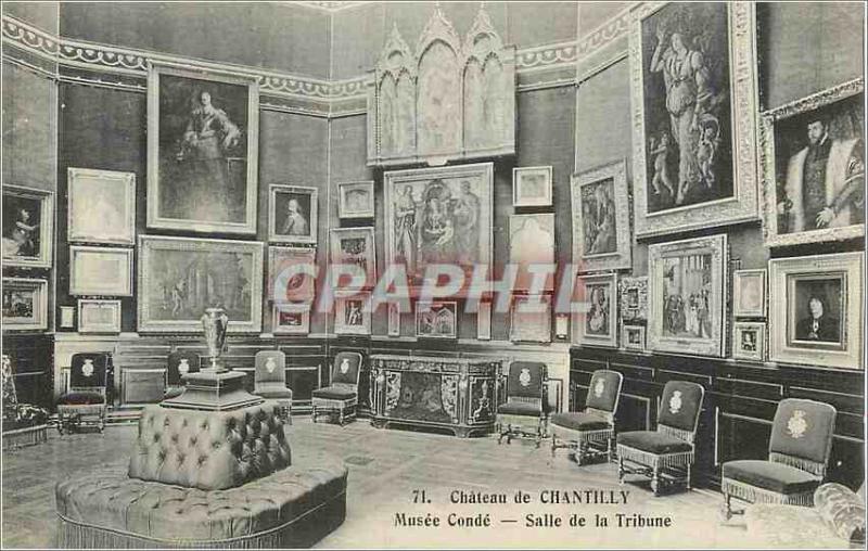 Old Postcard Chateau de Chantilly Musee Conde Tribune Room