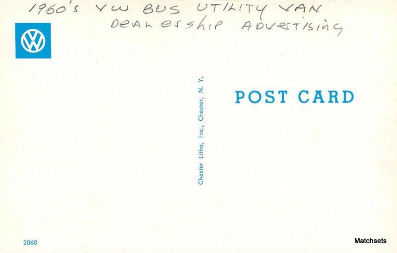 1960s VW Bus Utility Van Dealership Advertising postcard 8497