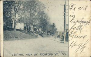 Richford VT Central Main St. c1910 Postcard