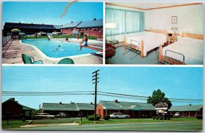 Motel Deluxe Motor Court Tri Image Pool Bedroom Waynesboro Virginia Postcard