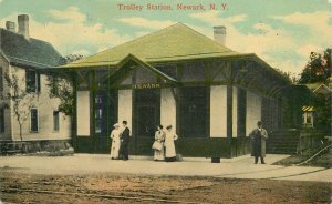 Postcard New York Newark Trolley Station 1914 #34363 23-6699
