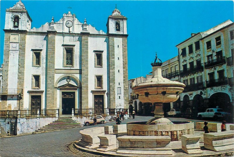 Postcard Portugal Evora Geraldo Square and Santo Antao Church